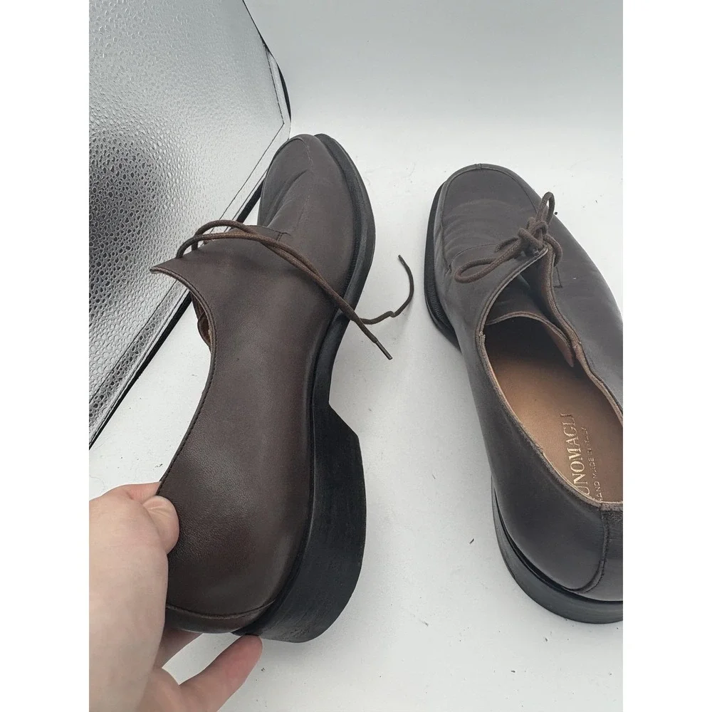 Bruno Magli Shoes Mens Size 11.5 Brown Leather Square Toe Dress Handmade Italy